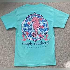 Simply Southern Mint Seahorse T-Shirt 
RN55774 Turquoise Sea Foam Aqua Teal